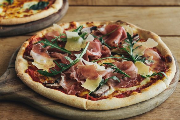 Prosciutto and rocket pizza at Ostani.