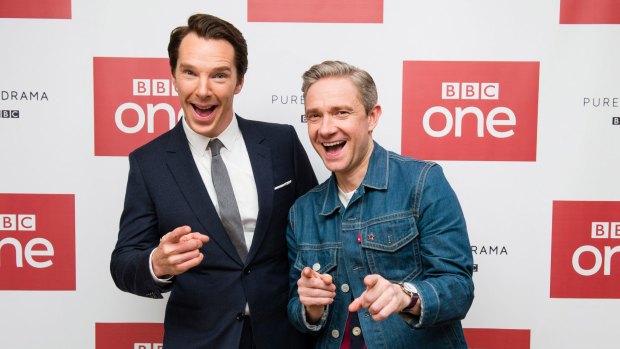 Benedict Cumberbatch and Martin Freeman attend a screening of the Sherlock 2016 Christmas Special.