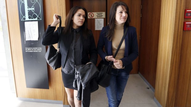 Manon Serrano and her mother Sophie Serrano leaving Grasse courthouse following a hearing in December 2014. 