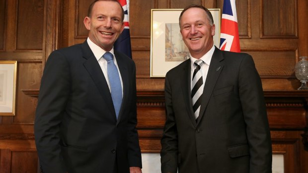 Tony Abbott poses with New Zealand counterpart John Key.