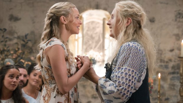 Amanda Seyfried, left, and Meryl Streep in Mamma Mia! Here We Go Again.