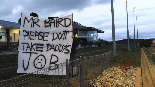 A protest at the Canberra Greyhounds against the government's decision to ban the sport.