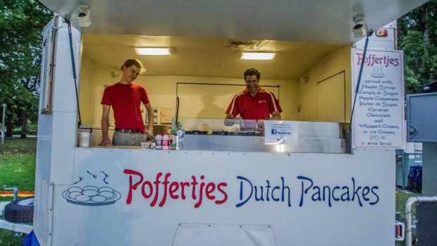 Will (left) and Troy Klep wait for customers at their Poffertjes stall.