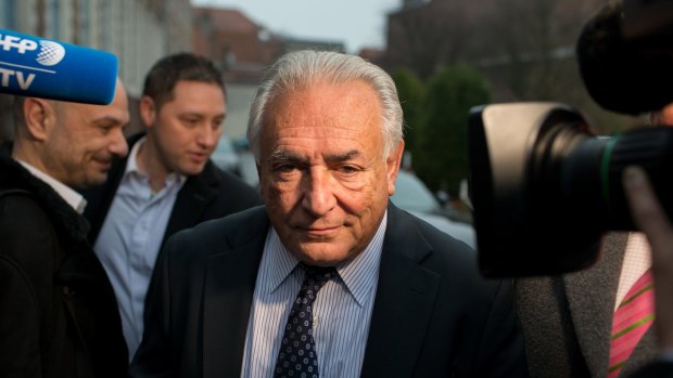 Dominique Strauss-Kahn, the former head of the IMF, heading to court to face pimping charges in Lille, France, in 2015. 