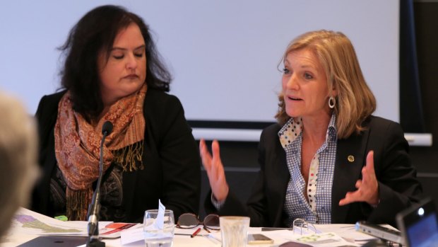 MPs Nina Springle (Greens) and Fiona Patten (Australian Sex Party) listen to delegates as they investigate end-of-life choices. 