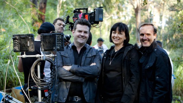Hoodlum partners Nathan Mayfield and Tracey Robertson, and co-producer Leigh McGrath, on the set of the Australian 'Secrets & Lies'.