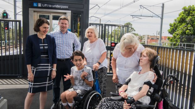 Premier Gladys Berejiklian and Member for Oatley Mark Coure with Ivy and Margaret Sutton and their adopted children Robert and Rachel.