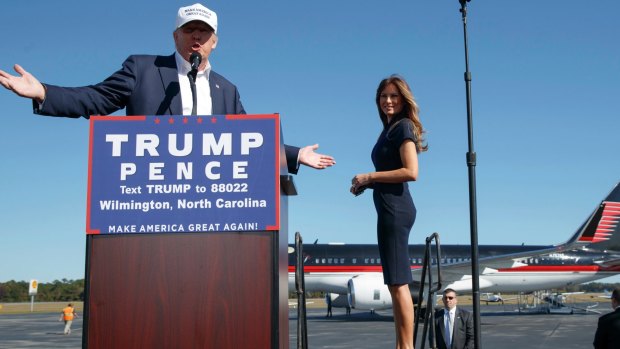 Donald Trump campaigning with wife Melania in North Carolina. 