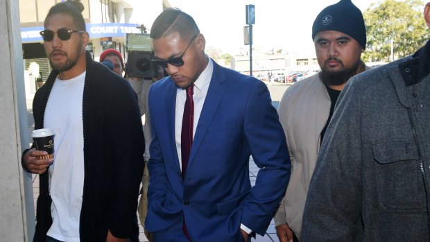 Convicted: Tim Simona arrives at Campbelltown Local Court before being found guilty of a fraud charge and handed a good-behaviour bond.