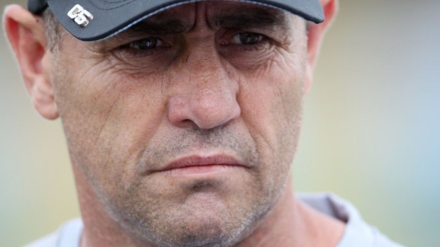 Unhappy: Sharks coach Shane Flanagan at training on Monday.