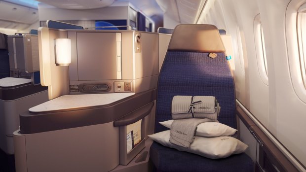 United Airlines' Polaris business class seat.