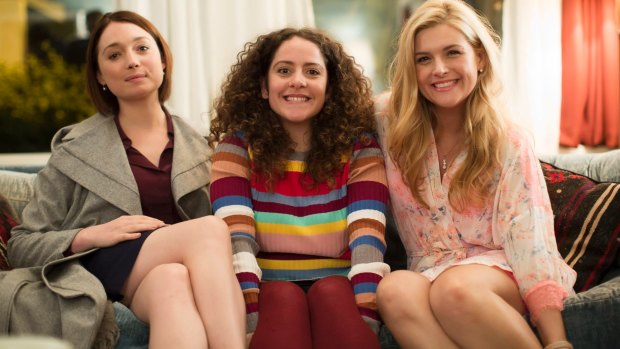 Instant family: Edie (Antonia Prebble), Julia (Maria Angelico) and Roxy (Lucy Durack) suddenly learn they're related.