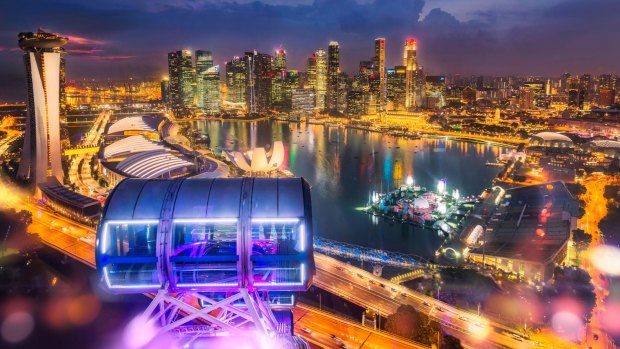 The world's most expensive city, as seen from the Singapore Flyer observation wheel.