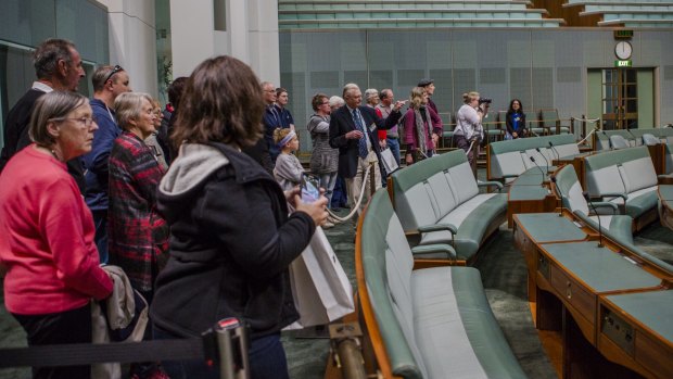 Visitors get a rare public view from the backbenches. 
