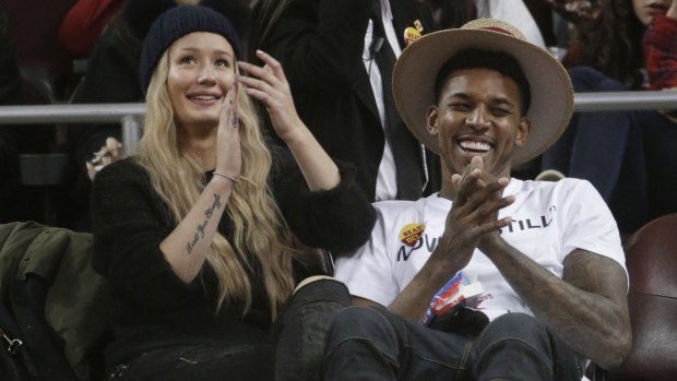 Los Angeles Lakers' Nick Young with fiancee and  Australian recording artist Iggy Azalea.