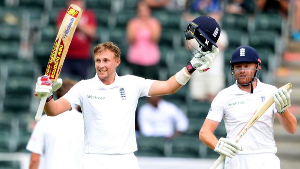 Centurion: Joe Root celebrates his ton which once again rescued England.