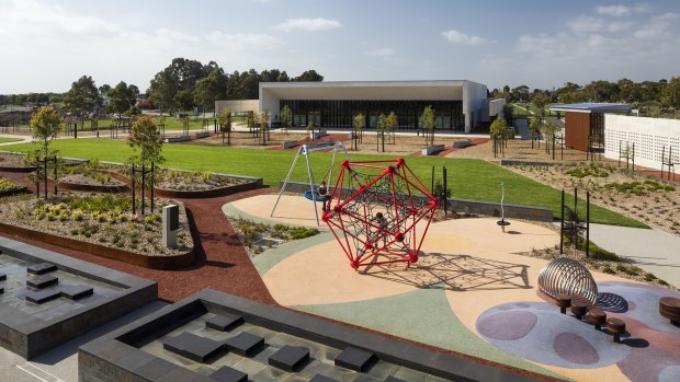 The gardens, playground and new buildings at Bunurong. 