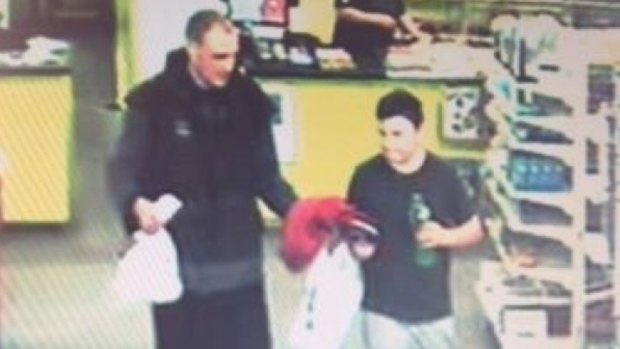 Alex is captured on CCTV at the Waitarere Four Square supermarket on Monday. 
