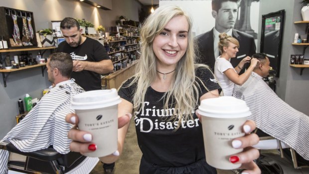 Bree Pearson from The Emporium Barber, where customers can get a subscription to enjoy unlimited coffee.