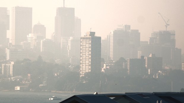 Smoke across Sydney harbour on Saturday afternoon