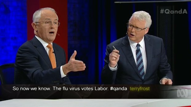 Malcolm Turnbull faced a barrage of questions from host Tony Jones and audience members.