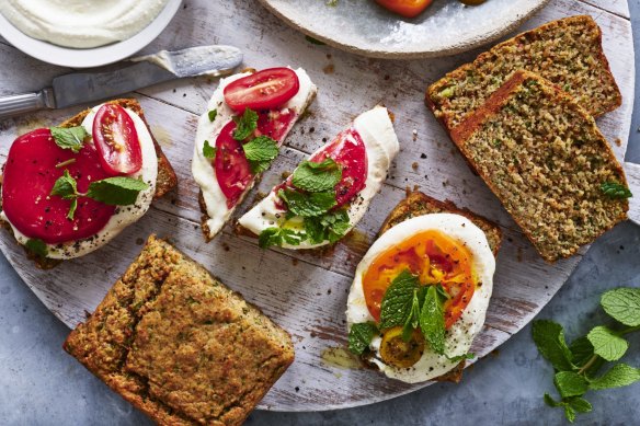 Tabbouleh-inspired bread with whipped feta spread.