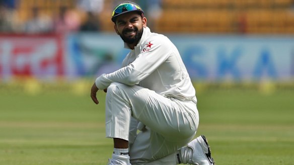 One that got away: Virat Kohli reacts to missing a catch off Matt Renshaw on day two. 