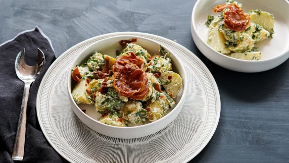 Katrina Meynink's modern potato salad with bacon miso mayonnaise 