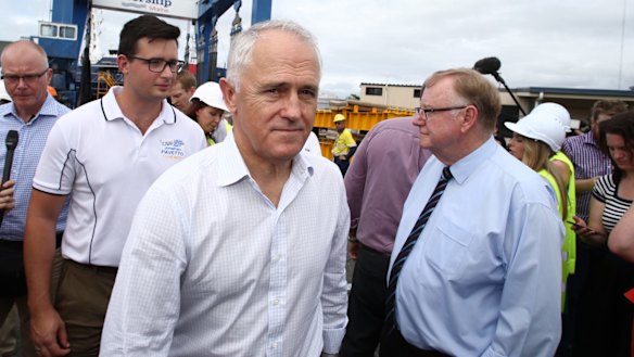 Prime Minister Malcolm Turnbull and senator Ian Macdonald in Cairns on Wednesday.