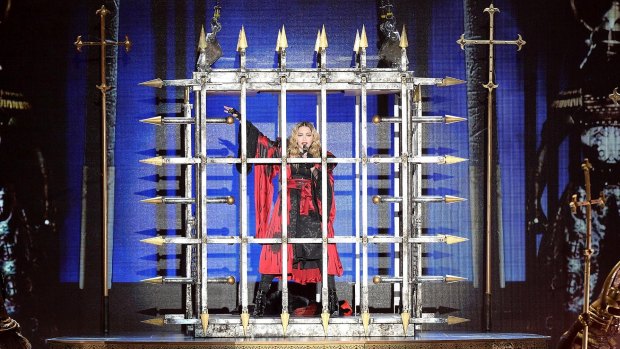 Madonna performs (eventually) at the Brisbane Entertainment Centre on Wednesday night.