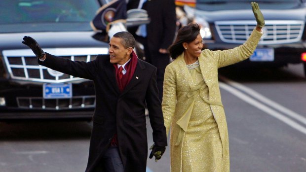 President Barack Obama with first lady Michelle Obama on their way to the White House in January 2009.