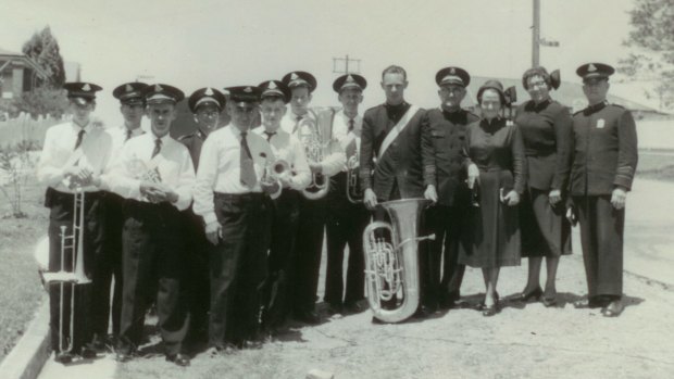 Ross Gittins, sixth from the left, as part of a Salvation Army band, in 1962.