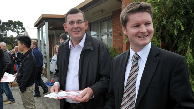 Ben Carroll, seen here campaigning with Daniel Andrews, was elected as the member for Niddrie at a by-election in 2012.