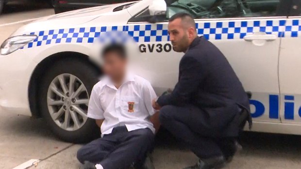 The student, 16, made bizarre comments as he was arrested in a supermarket carpark.