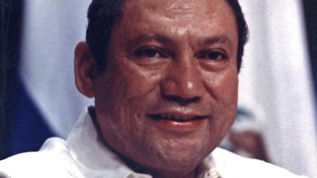 Noriega smiling in Panama in 1998.