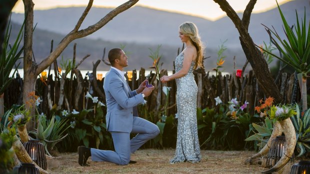 Love rat: Blake Garvey proposes to Sam Frost on "The Bachelor".