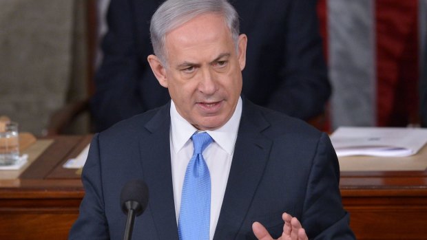 Same speech, different venue: Israel's Prime Minister Benjamin Netanyahu addresses a joint session of the US Congress. 