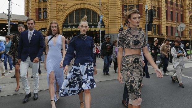 Montana Cox and her model squad stopped all fashion platforms in Flinders Street.
