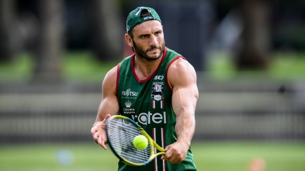 Cross training: Robbie Farah changes things up at Souths training.