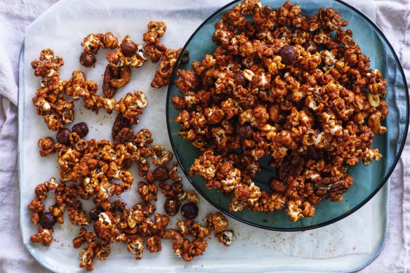 And for our next trick: this spicy, nutty caramel popcorn will disappear.