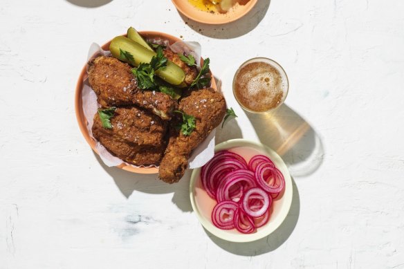 The secret to a thick, crisp coating is to double-dip in buttermilk and seasoned flour.