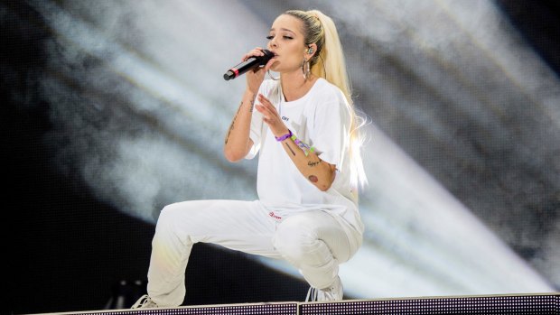 Halsey, performing earlier this year in Florida, appeared to phone-in her Sydney performance.