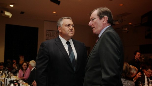 Then shadow treasurer Joe Hockey with Loughnane, in 2012.
