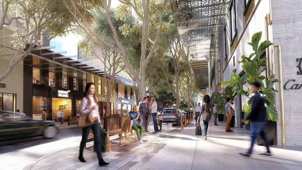 Concept art for Brisbane City Council's Edward Street revitalisation project.