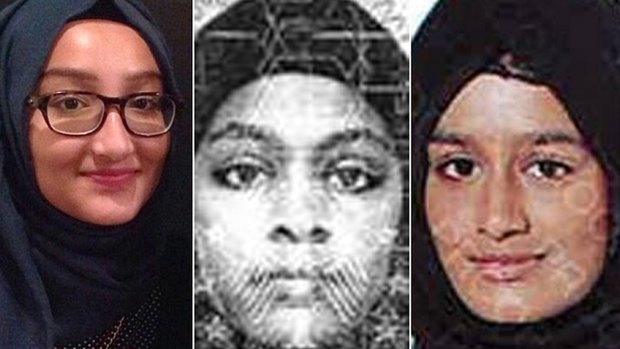Kadiza Sultana, Amira Abase, and Shamima Begum, the three girls suspected of travelling to Syria. 