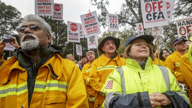 CFA volunteers and supporters rally in Treasury Gardens on June 5.