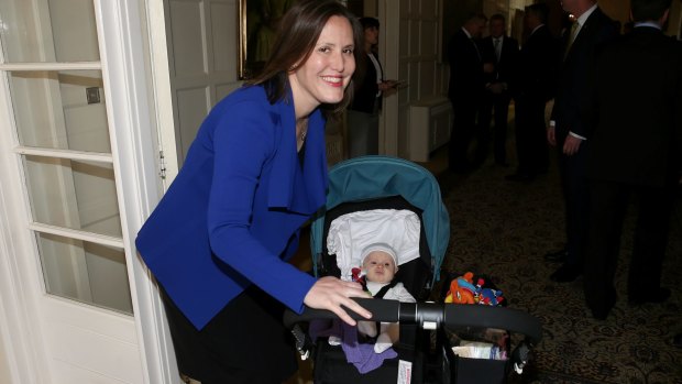 Assistant Treasurer Kelly O'Dwyer with her daughter Olivia.