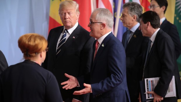 Prime Minister Malcolm Turnbull with US President Donald Trump at the G20 meeting in Hamburg last month.