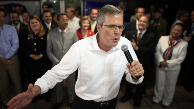 Jeb Bush speaks during a town hall meeting in Puerto Rico last month.