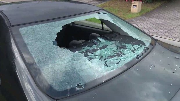 Hail damage to car owned by Rouse Hill resident Ben Little.